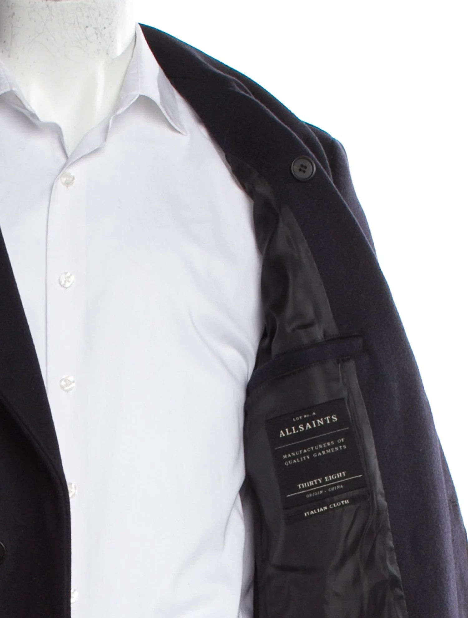Allsaints AllSaints Wool Overcoat – Navy Size US M / EU 48-50 / 2 - 4 Thumbnail