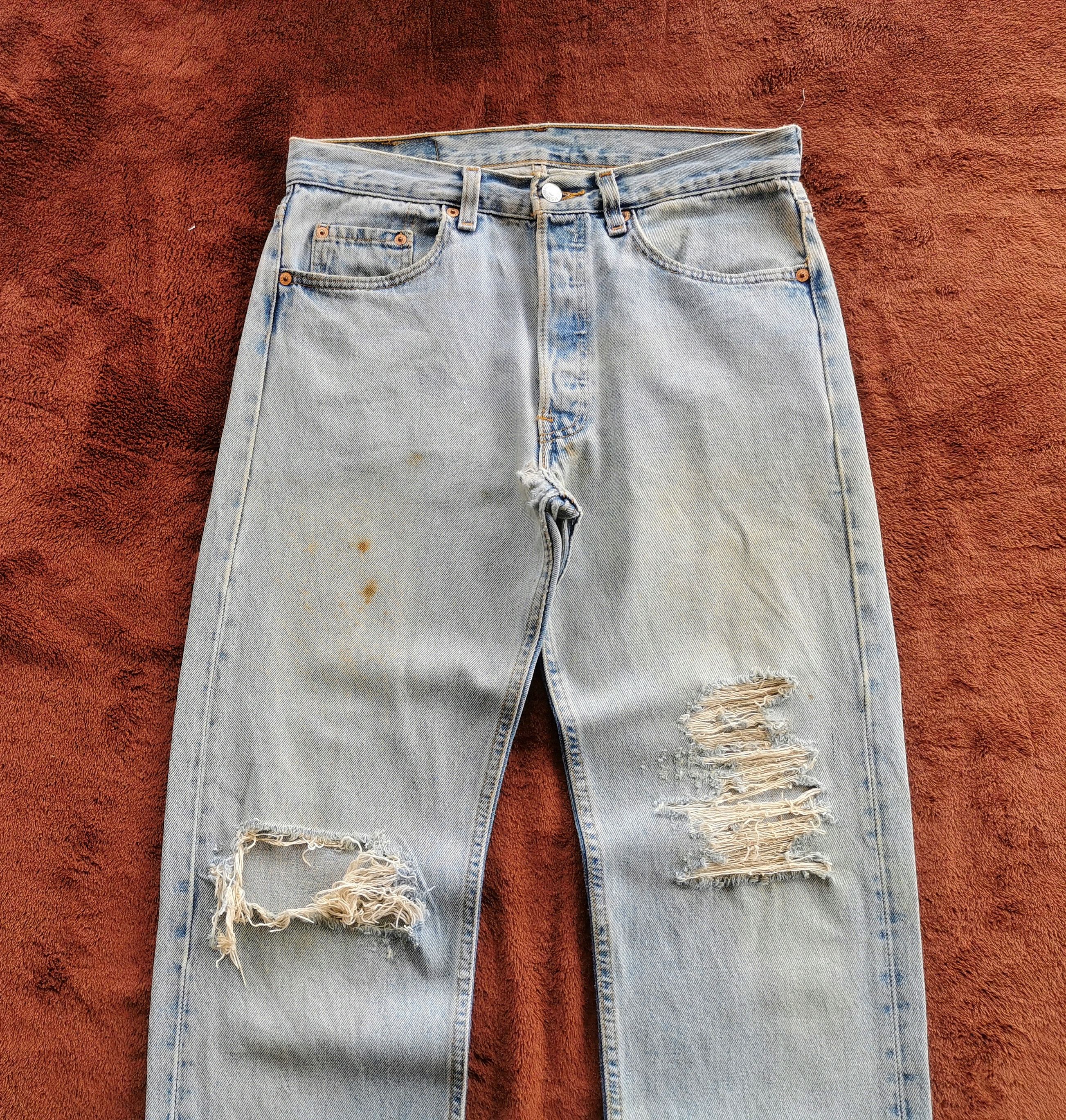 Levi's Vintage Levis 501 Distressed Fuck Dirty Jeans Size US 31 - 3 Thumbnail