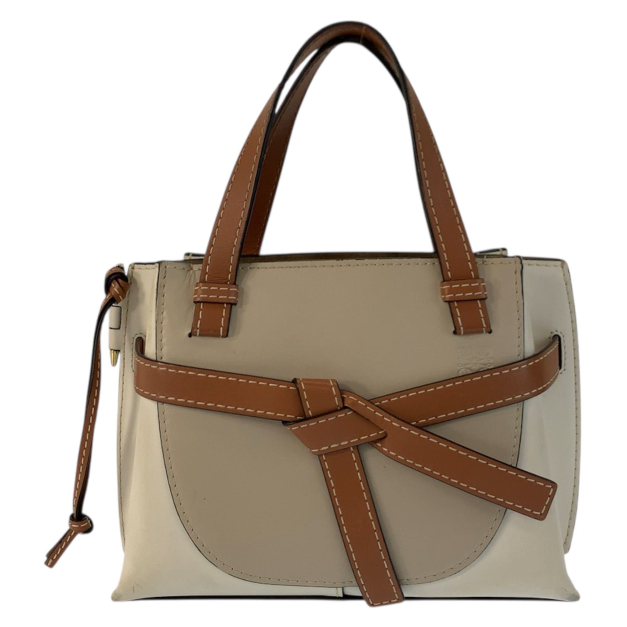 Loewe LOEWE Gate Top Handle Leather Handbag for Women, Beige Brown with Gold Hardware Size ONE SIZE - 1 Thumbnail