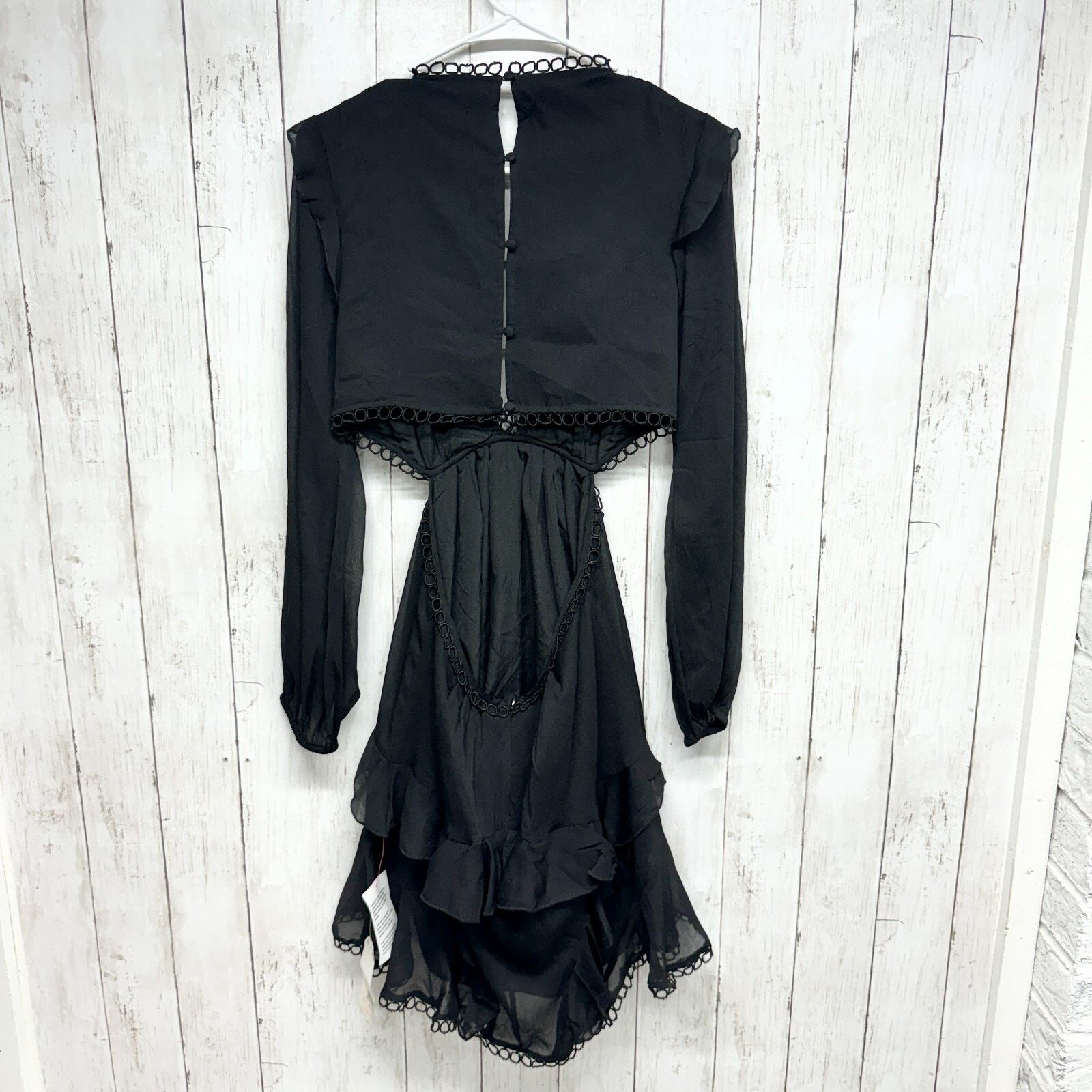 Asos ASOS Dress Sz 6 Mini Laced Open Black Pleated Ruffled Black Size M / US 6-8 / IT 42-44 - 8 Thumbnail
