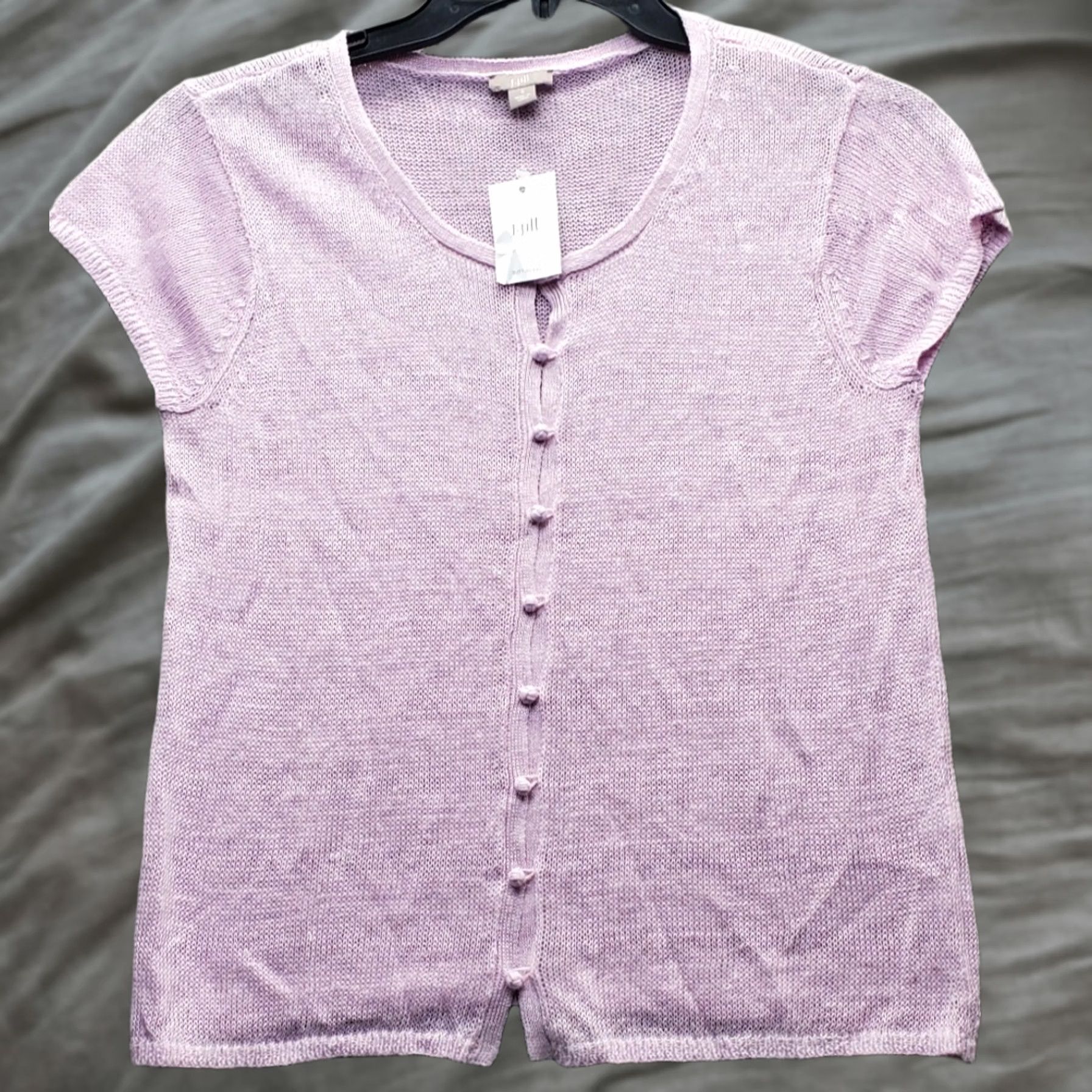J. Jill J. Jill Knit Cardigan Top Womens Small Purple Classic Short Sleeve Button Front Size S / US 4 / IT 40 - 1 Thumbnail