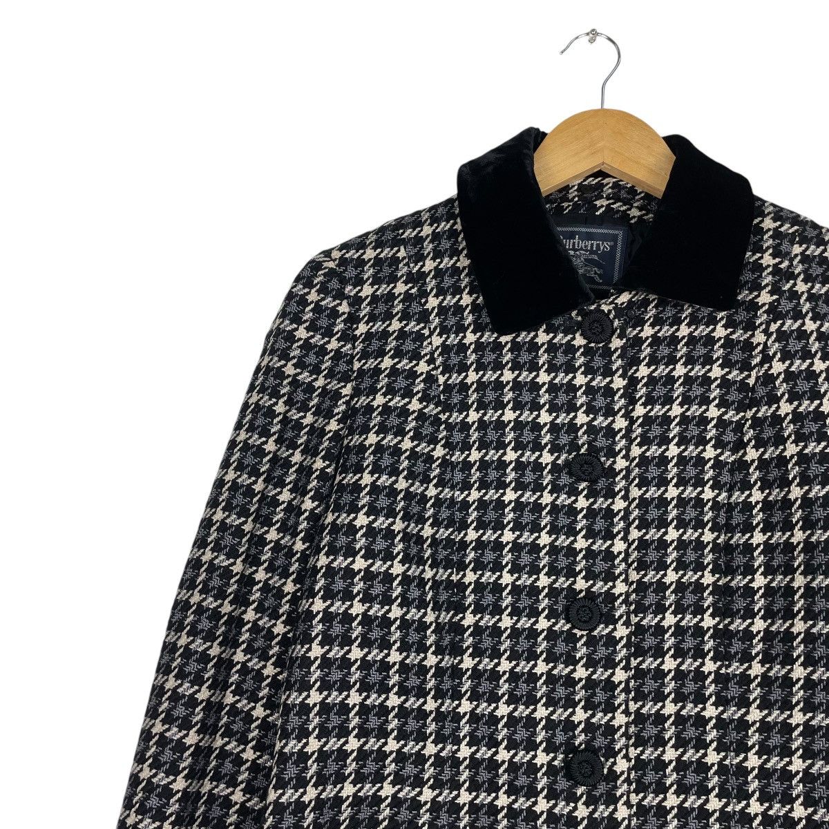 Burberry × Vintage 💥90s BURBERRYS CHECKED BLACK WHITE JACKET Size M / US 6-8 / IT 42-44 - 6 Thumbnail