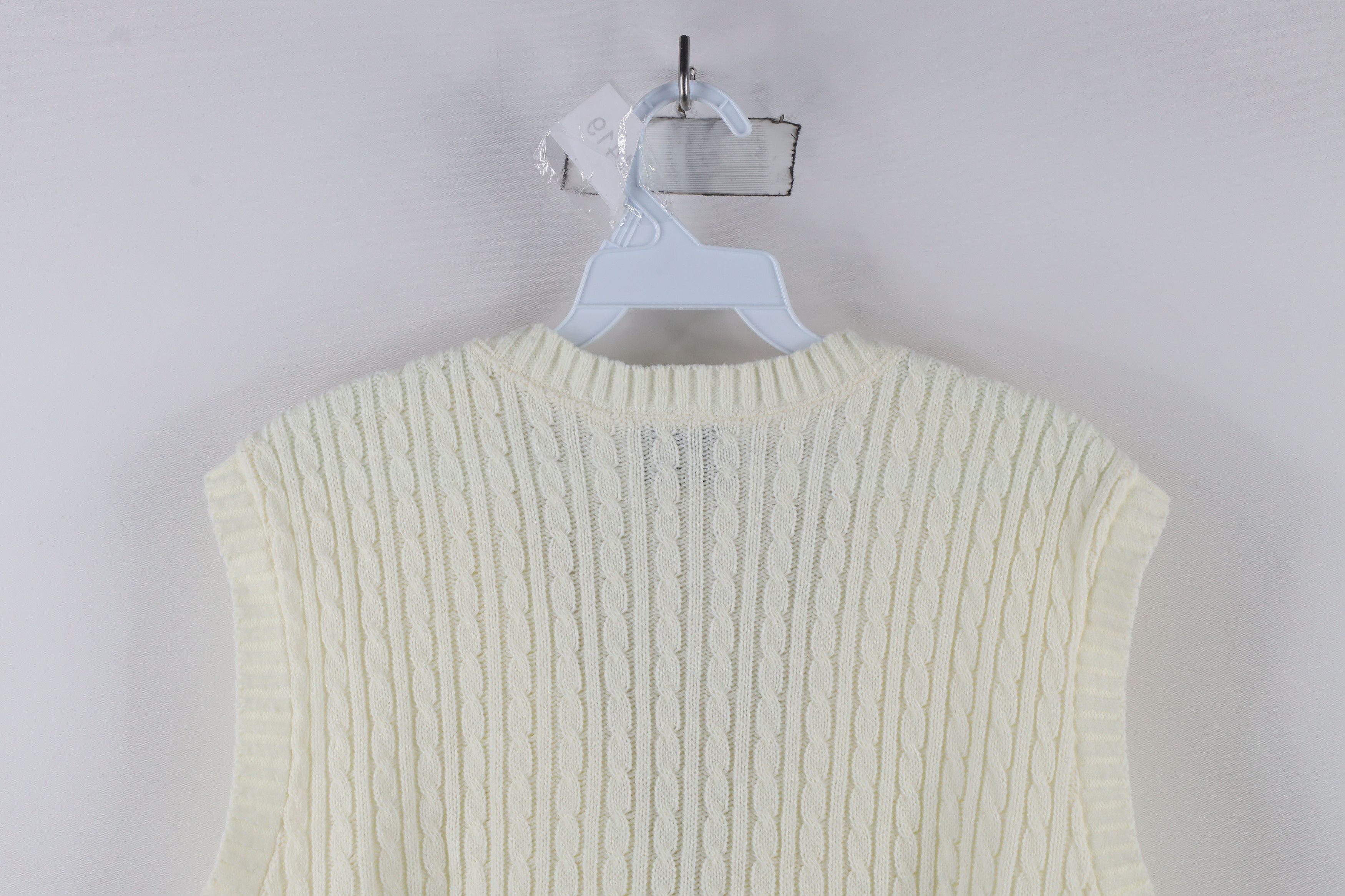 Vintage Vintage 90s Streetwear Knit Cardigan Sweater Vest Cream Size S / US 4 / IT 40 - 8 Thumbnail