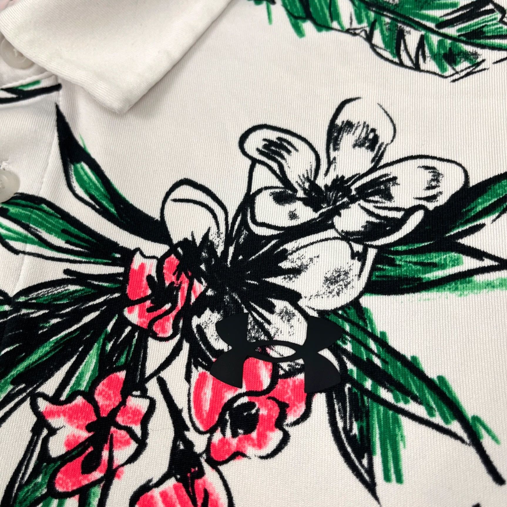 Under Armour Under Armour Playoff Polo Shirt Men M White Floral Hawaiian Tropical Active Golf Shirt Size US M / EU 48-50 / 2 - 3 Thumbnail