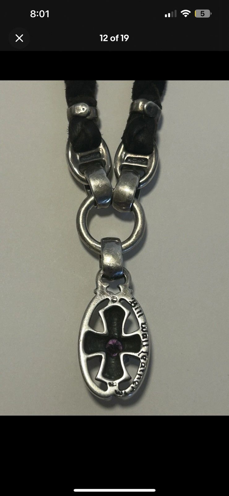 Bill Wall Leather Bill Wall Leather Toggle Clasp Amethyst Cross Pendant RARE Size ONE SIZE - 8 Thumbnail
