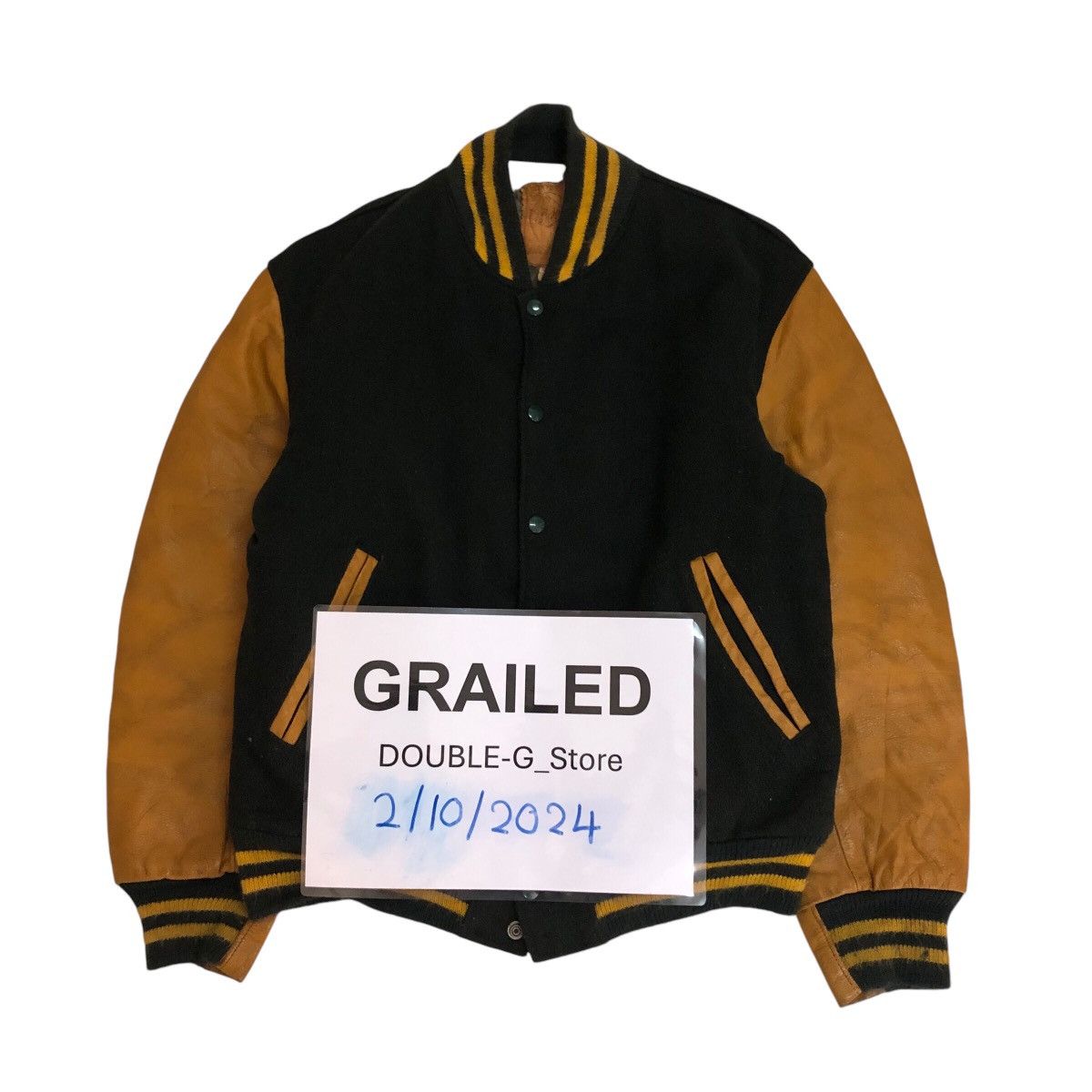 Golden Bear 📌Vintage Varsity Leather Jacket Golden Bear Made in Usa Size US L / EU 52-54 / 3 - 9 Thumbnail