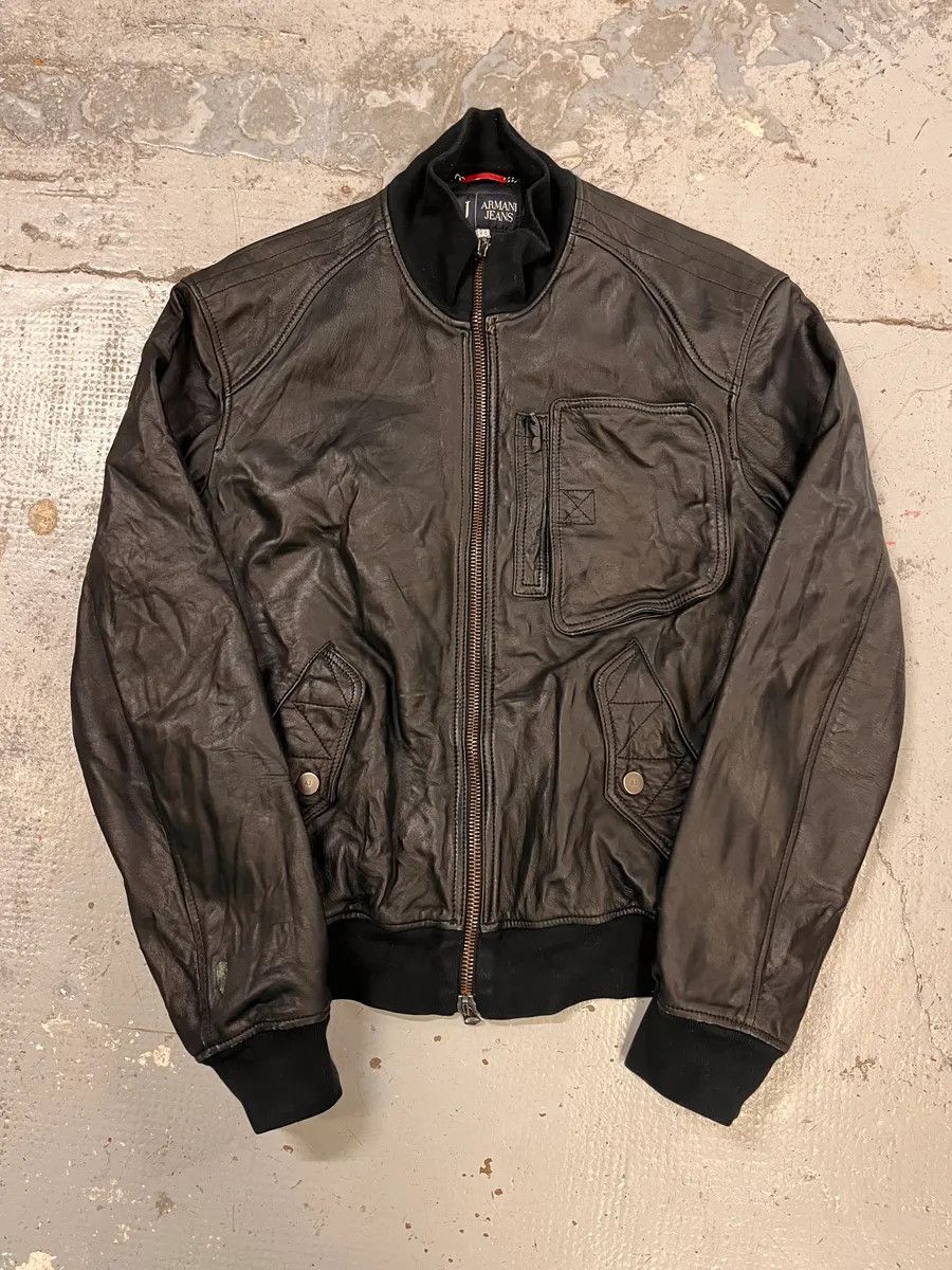 Armani 2010s Armani Black Utility Biker Leather Jacket Size US M / EU 48-50 / 2 - 4 Thumbnail