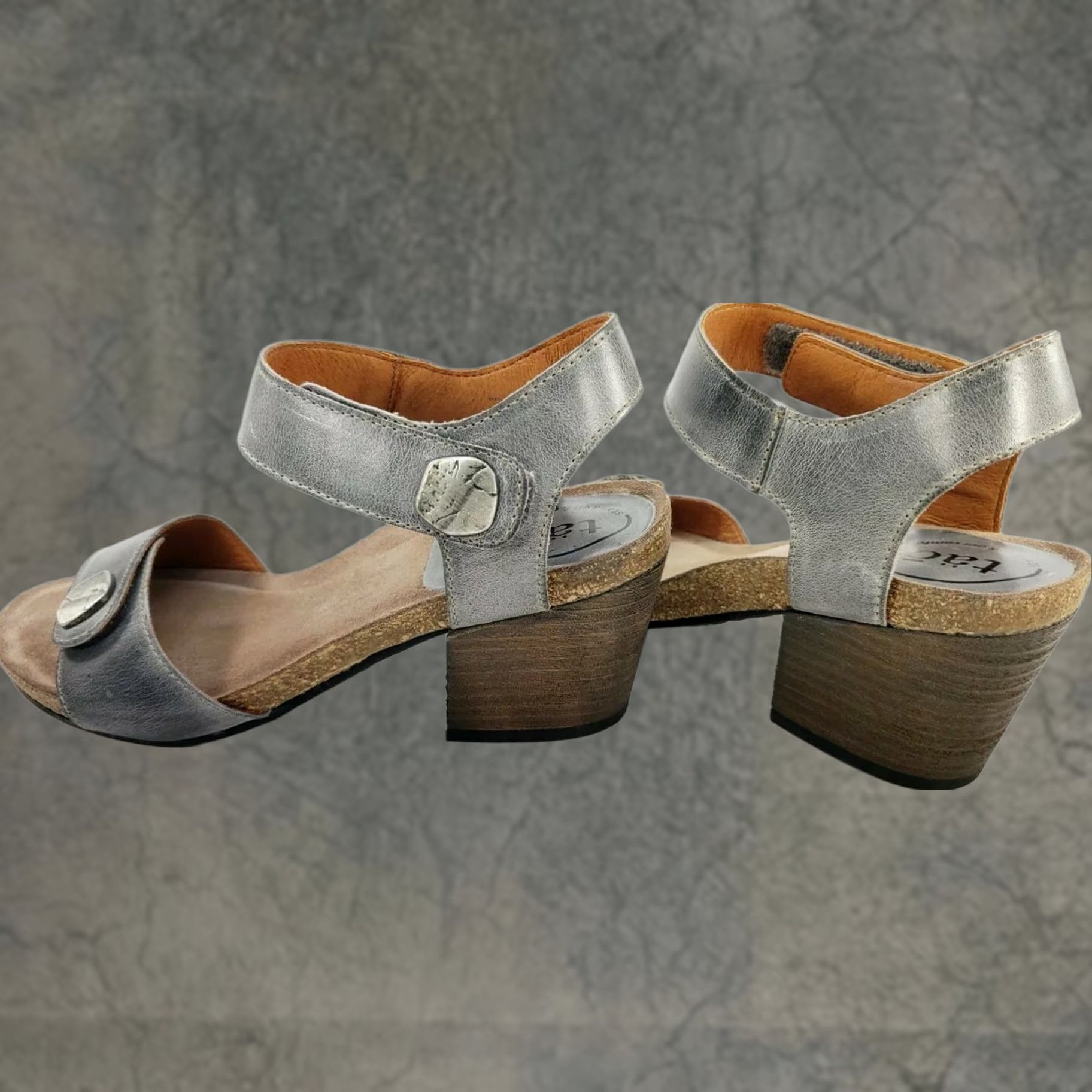 Taos Taos Envy Womens Heel Sandals Gray Open Toe Slingbacks 5-5.5 M EU 36 Block Heel Leather Corkbed Insole Casual Sandals Size US 5.5 / IT 35.5 - 1 Thumbnail