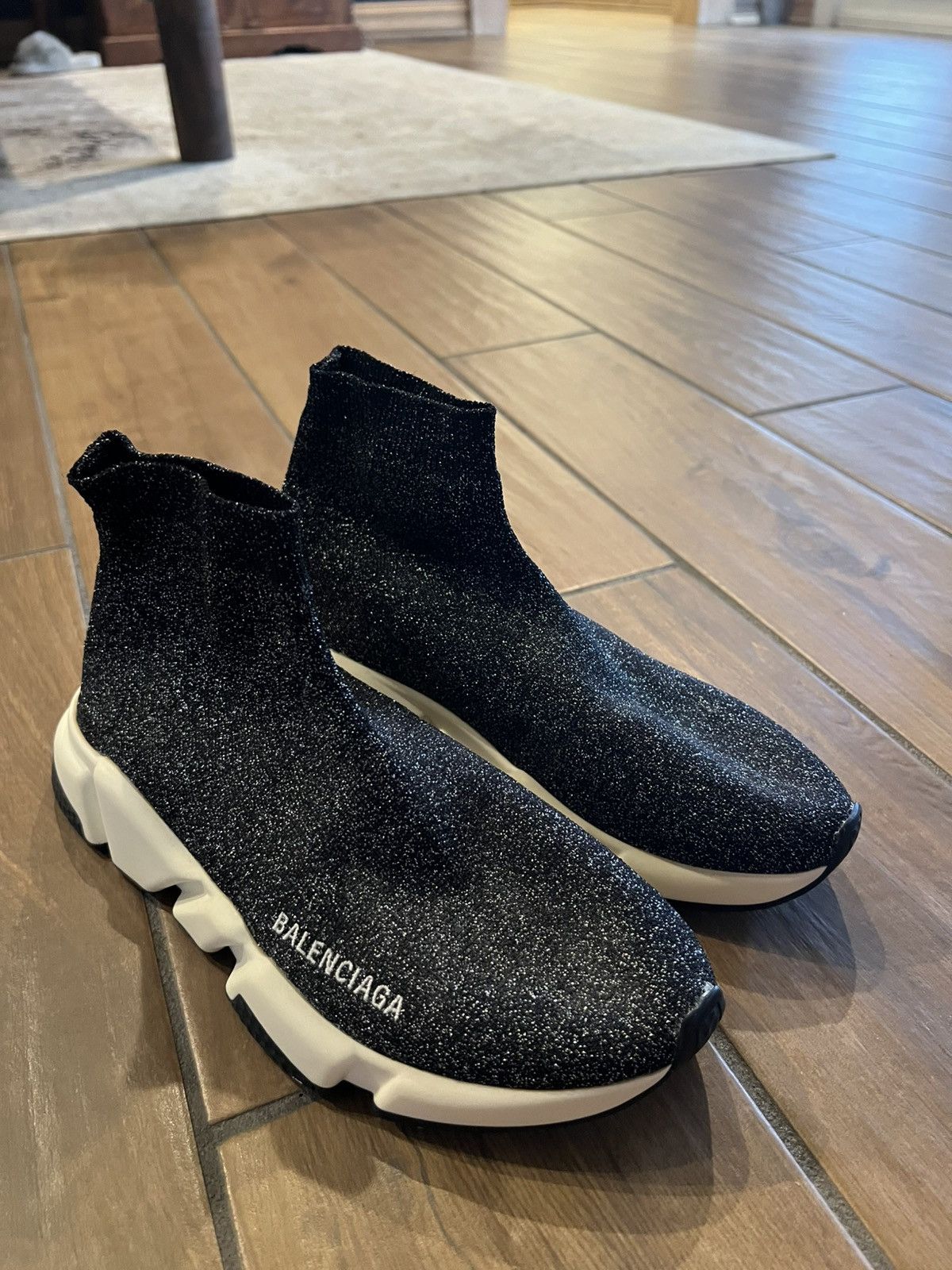 Balenciaga Black Glitter Balenciaga Sock Shoes Size US 9 / IT 39 - 1 Thumbnail