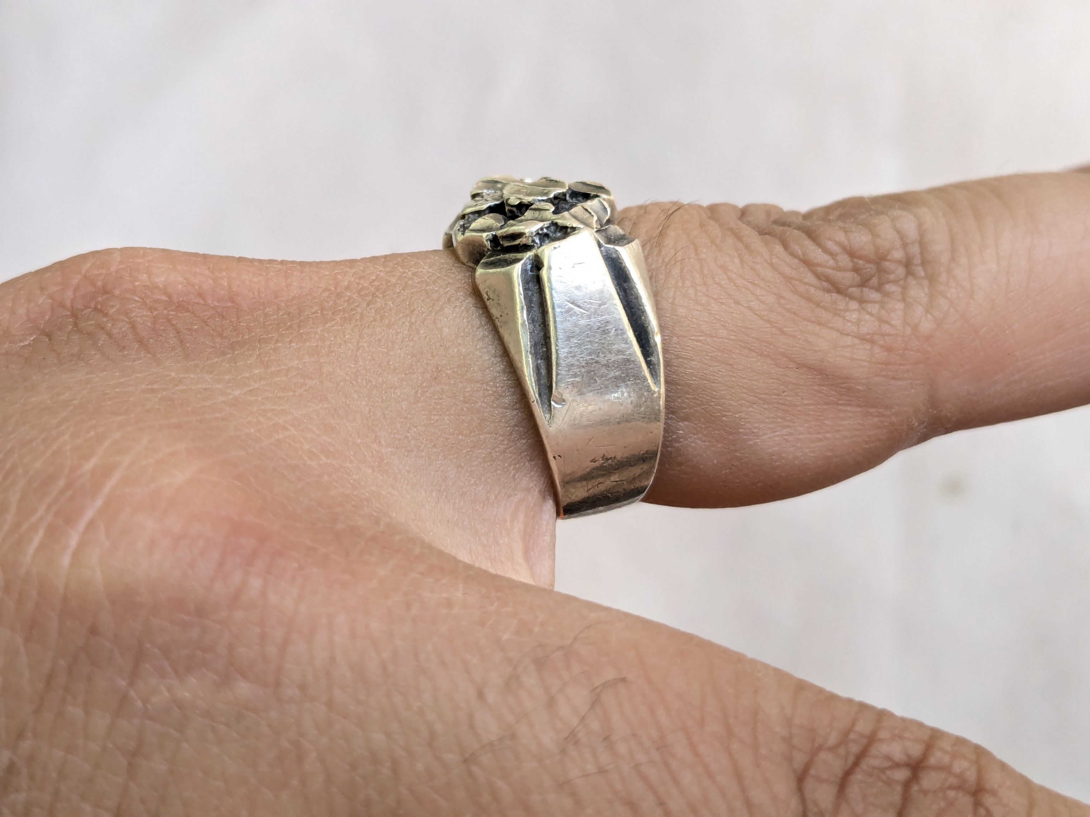 Jewelry Vintage Sterling Silver Nugget Ring 9 Brutalist Size ONE SIZE - 9 Thumbnail