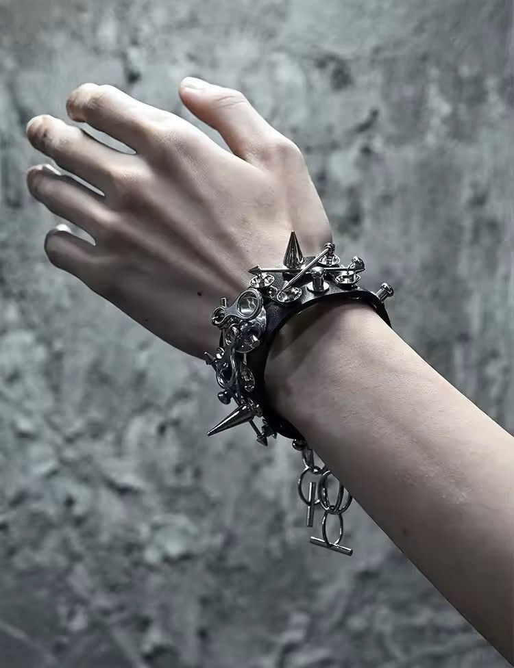Other Dark Gothic Punk Skull Black Silver Bracelet Size ONE SIZE - 1 Thumbnail