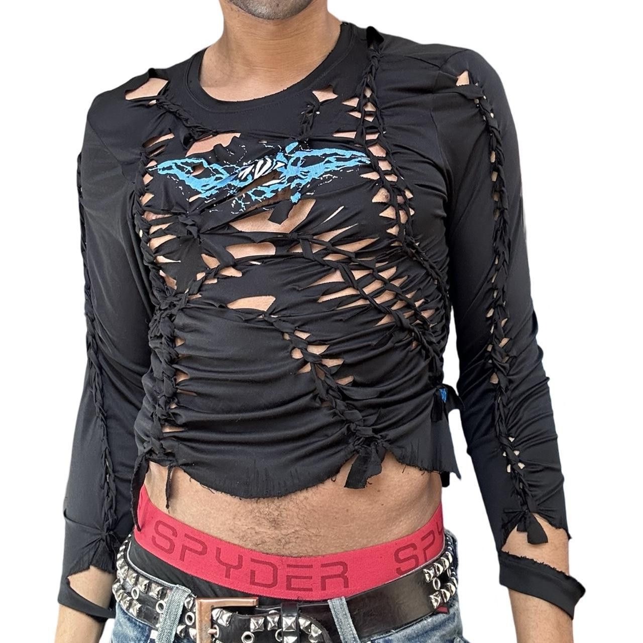 Vintage ASTROBOI*' Thunder' Black Braided Compression Top - Large Size US L / EU 52-54 / 3 - 1 Thumbnail