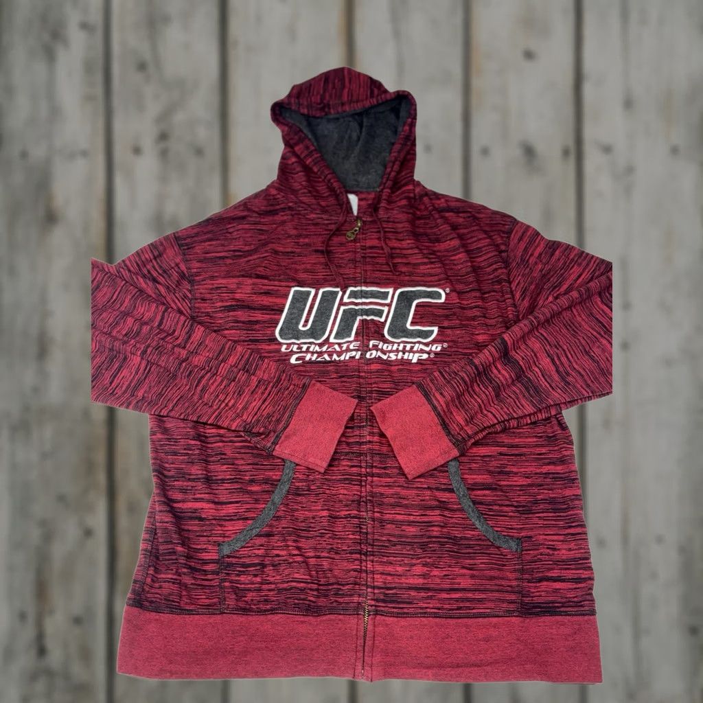 UFC VINTAGE UFC Lightweight Hoodie Mens 2XL Red Black Twist Full Zip Spellout Logo Y2K Clothing Sports USA Mens Size US XXL / EU 58 / 5 - 1 Thumbnail