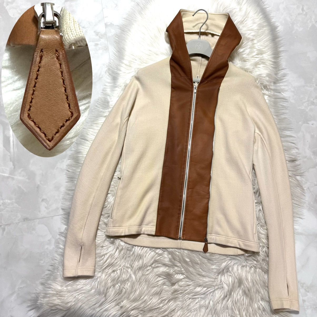 Hermes Hermes leather-switched 2-way size ZIP UP parka jacket 38 Size S / US 4 / IT 40 - 1 Thumbnail