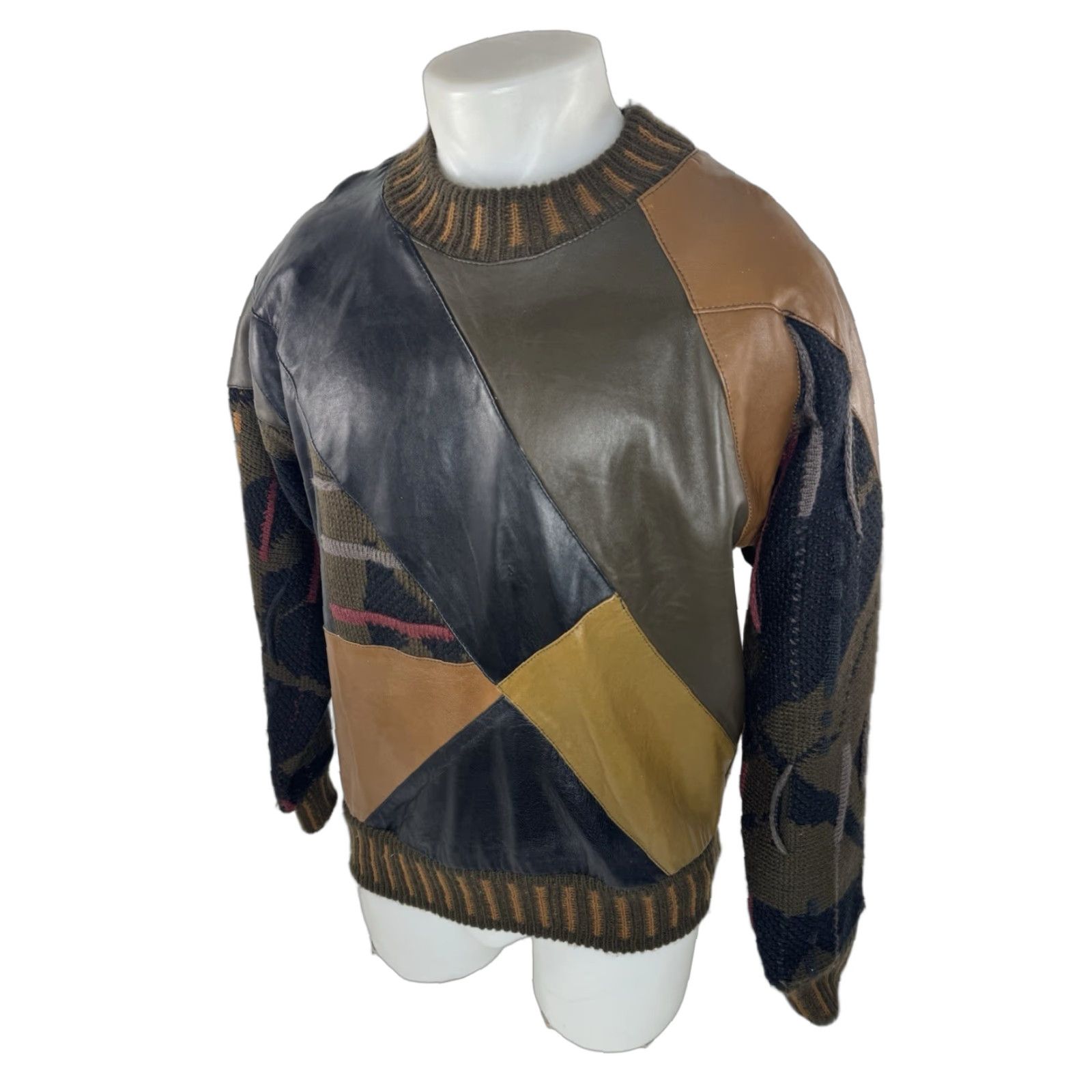 Coogi SAXONY Leather Vintage 90s Mens M Oversized Pullover Sweater Size US M / EU 48-50 / 2 - 1 Thumbnail