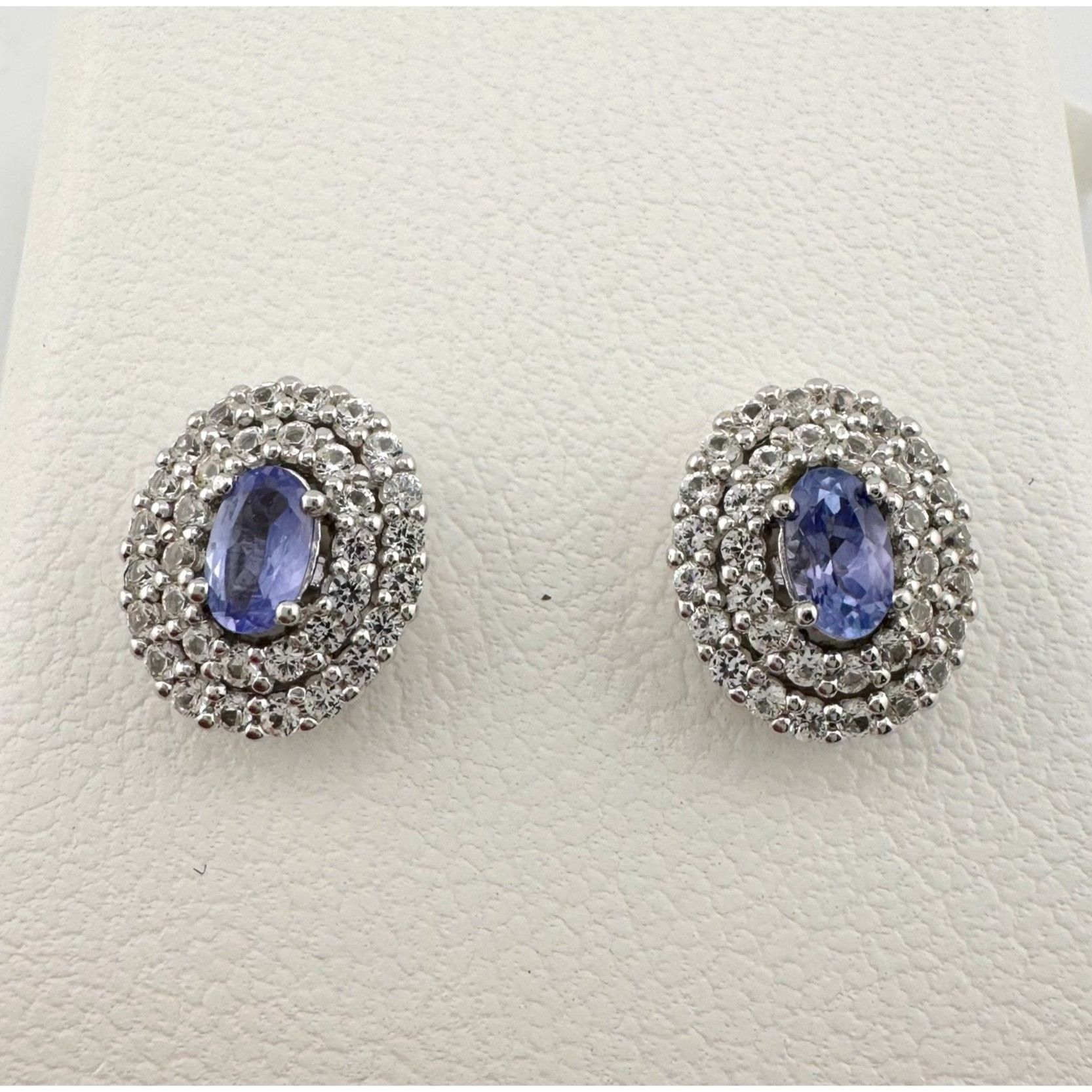Other Beautiful Lab Created Tanzanite Halo Stud Earrings Size ONE SIZE - 2 Thumbnail