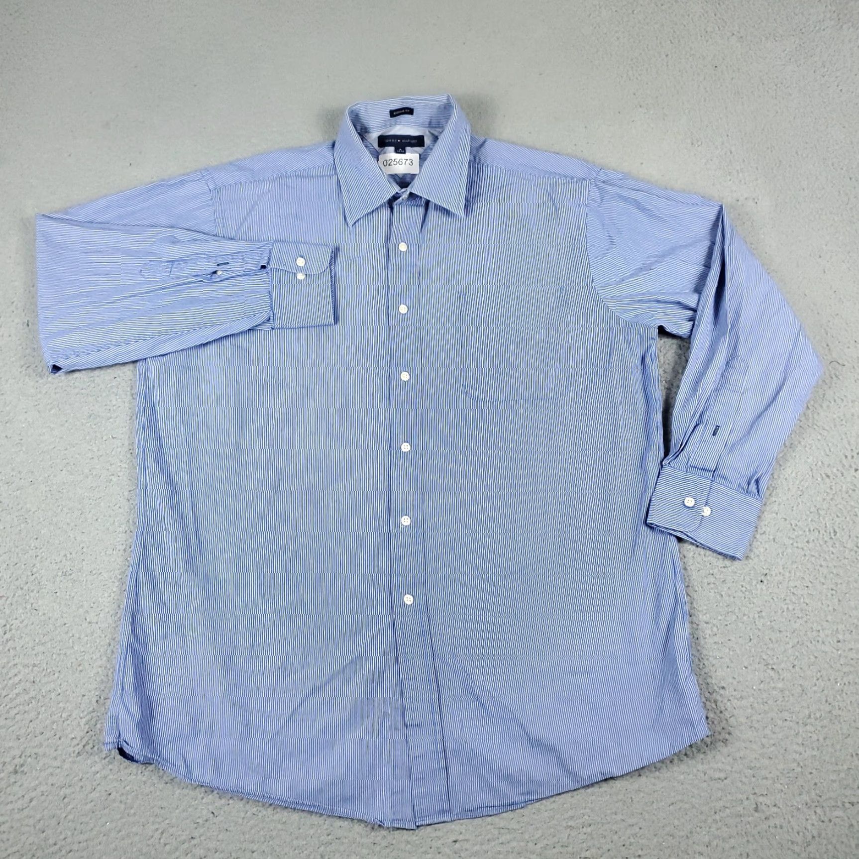 Tommy Hilfiger Tommy Hilfiger Shirt Mens 16 Blue Striped Dress Button Up Long Sleeve Size 42R - 2 Thumbnail