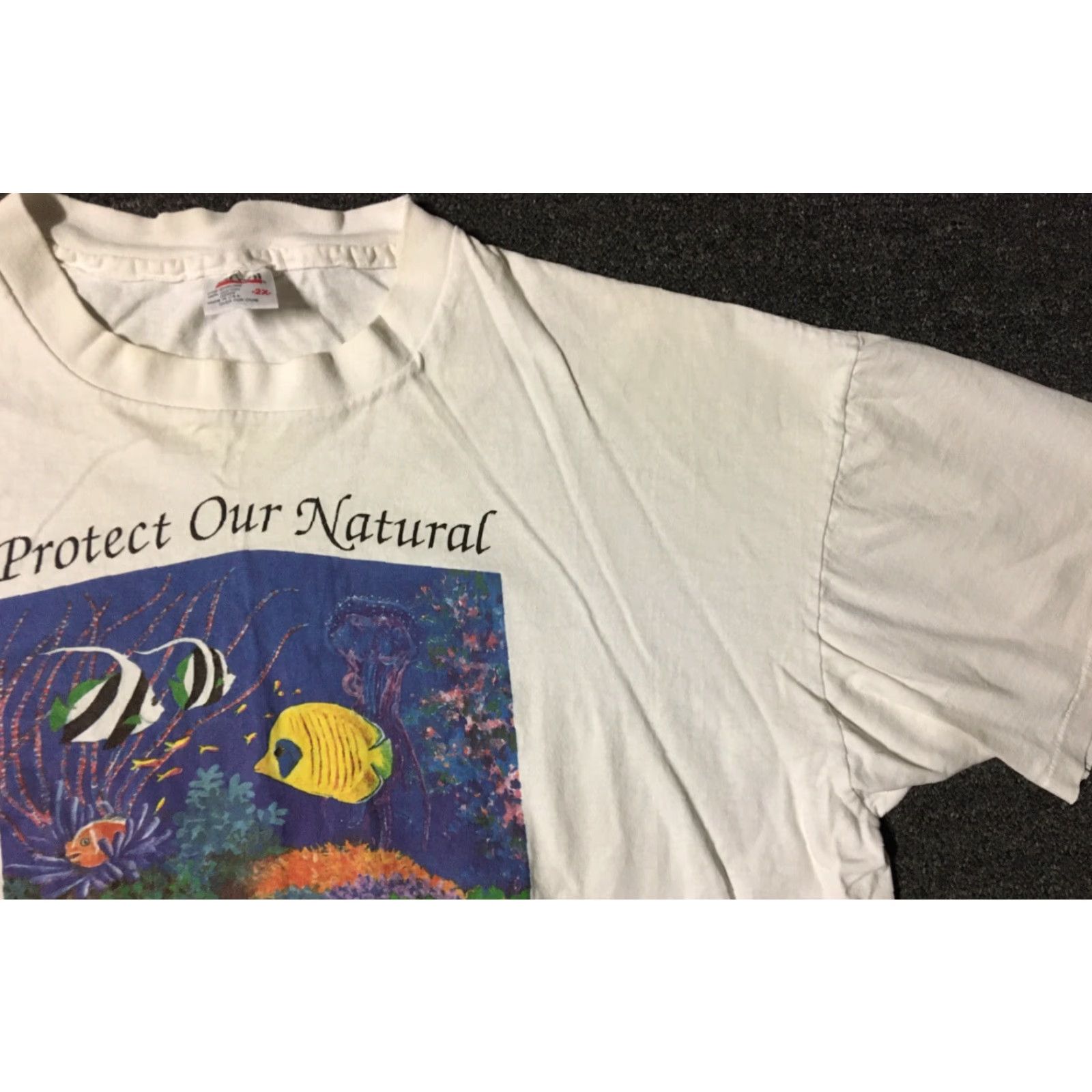 Vintage VINTAGE 90s Protect Our Ocean Faded Shirt XXL Single Stitch USA Nature Art Grunge Size US XXL / EU 58 / 5 - 6 Thumbnail