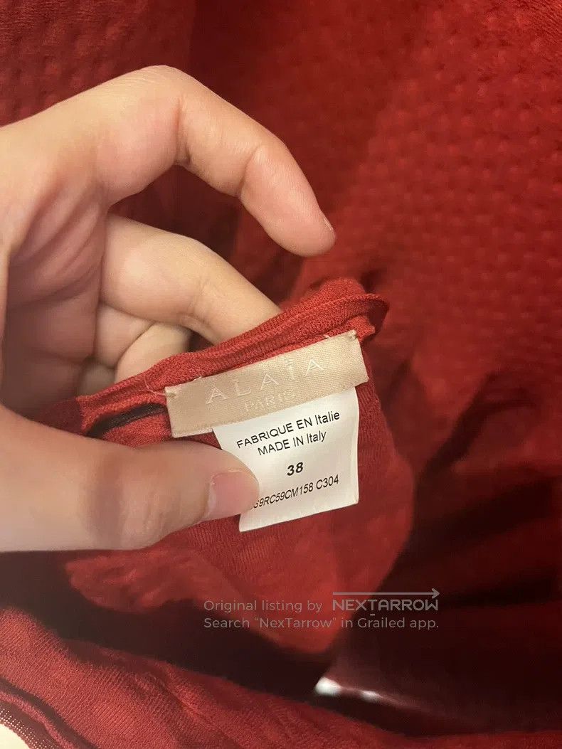Alaia Alaia Red Crew Neck Knit A-Line Dress with Waist Cinching Size XS / US 0-2 / IT 36-38 - 6 Thumbnail