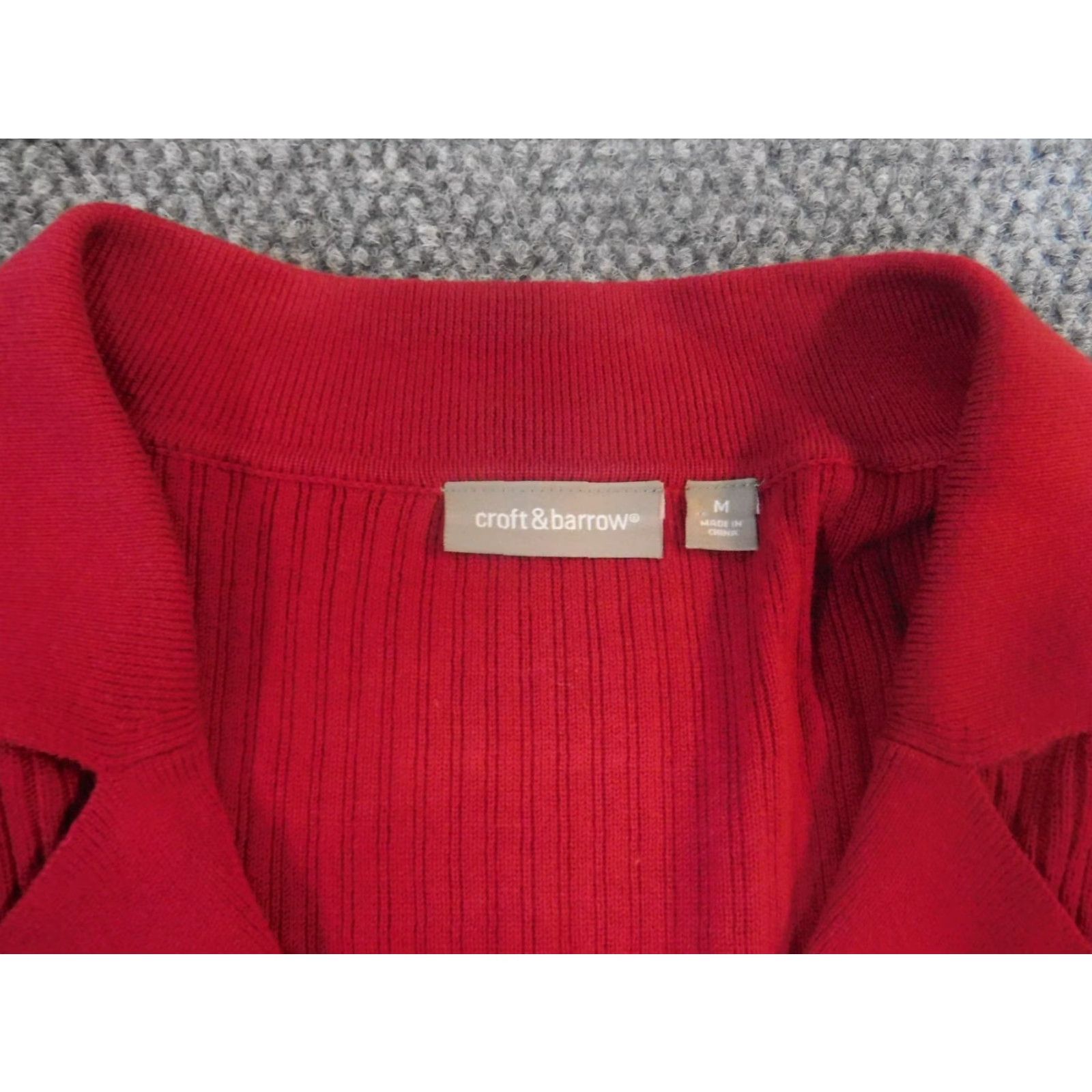 Croft & Barrow Croft & Barrow Womens Cardigan Sweater Medium Red Knit Mock Neck Zip Long Sleeve Cable-Knit Size M / US 6-8 / IT 42-44 - 4 Thumbnail