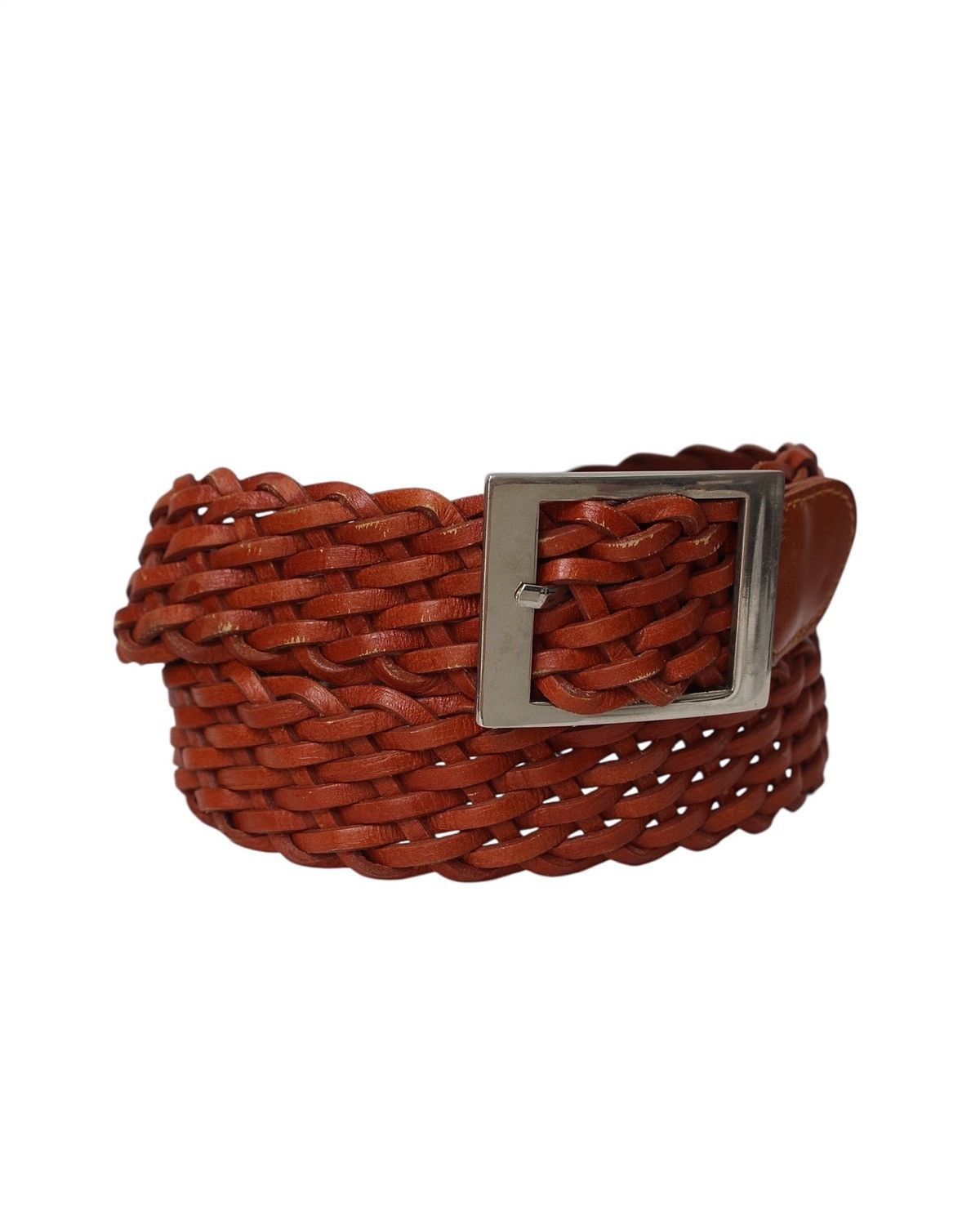 Vintage 2000S JAPANESE MADE HANDWOVEN LEATHER BELT REDDISH BROWN Size ONE SIZE - 3 Thumbnail