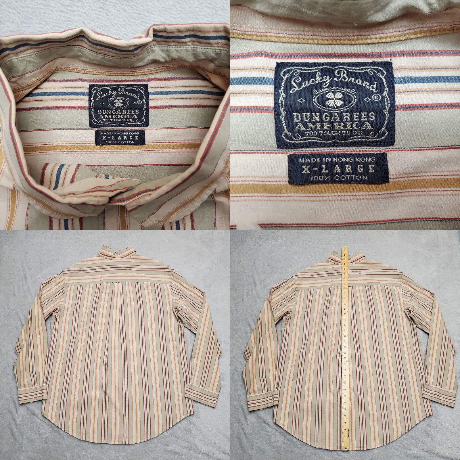 Lucky Brand Vintage Lucky Brand Mens Shirt XL Green Striped Long Sleeve Button-Down Shirt Size US XL / EU 56 / 4 - 8 Thumbnail