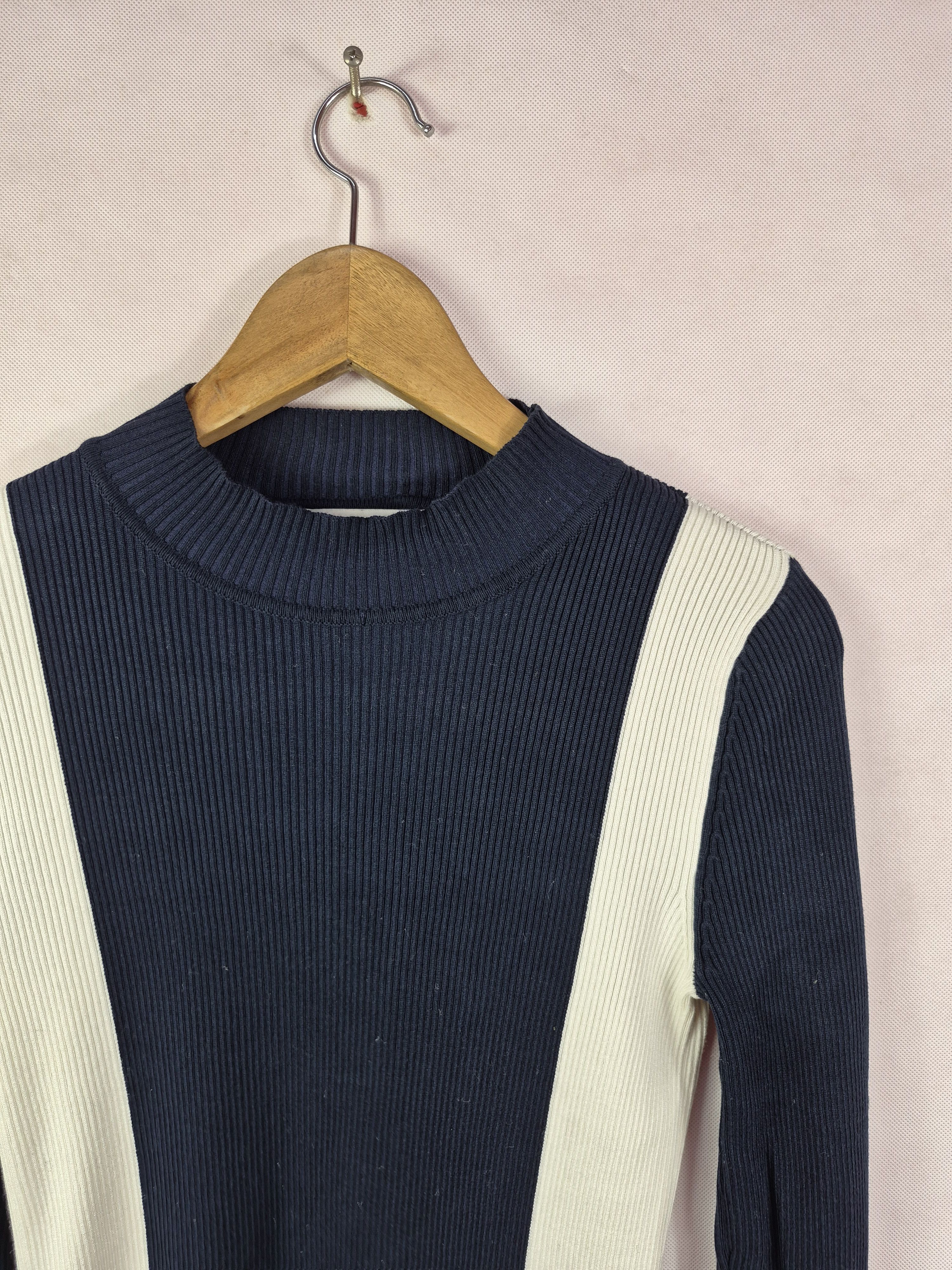 Zara 🔥 Zara Knits Navy White Sweater Tops Longsleeves Size S / US 4 / IT 40 - 3 Thumbnail