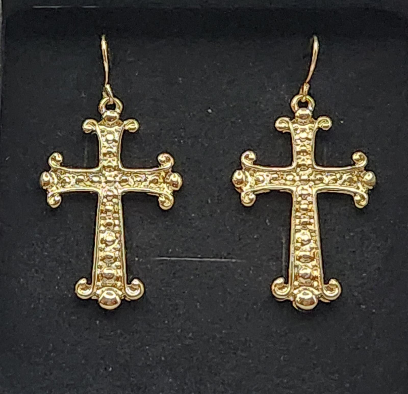 Designer NWT Gold Tone Cross Dangle Earrings by Raphael Size ONE SIZE - 5 Thumbnail