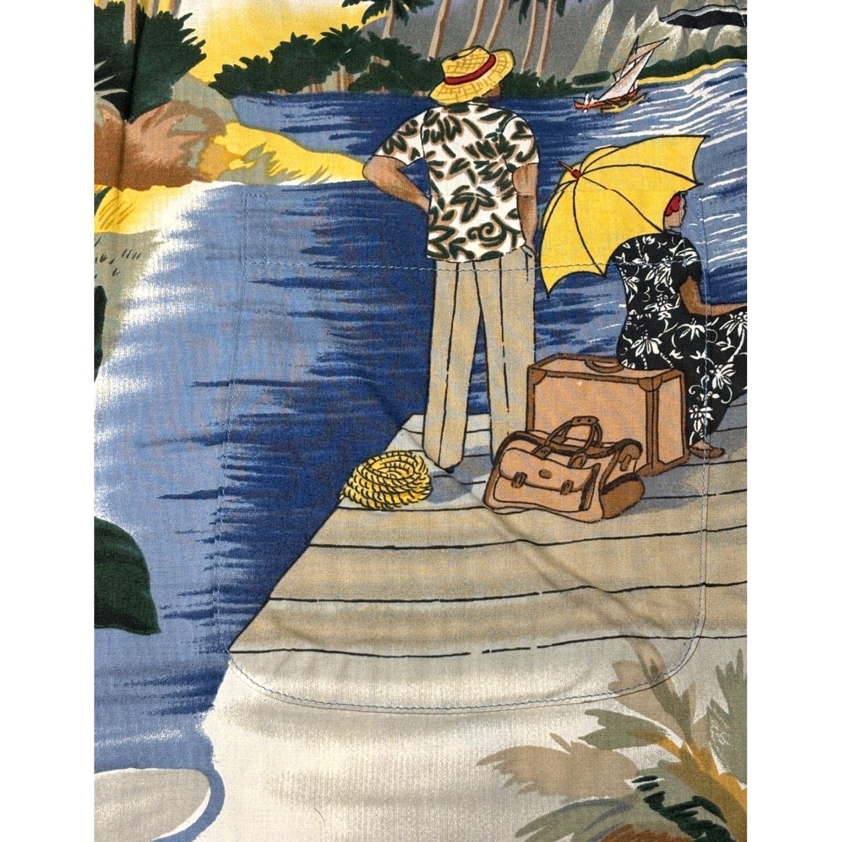 Reyn Spooner VINTAGE Reyn Spooner Hawaiian Traditions Shirt Mens XL Short Sleeve Button-Up Rayon Blue Tropical Scene Graphics Print Holiday Marine Summer Size US XL / EU 56 / 4 - 2 Thumbnail