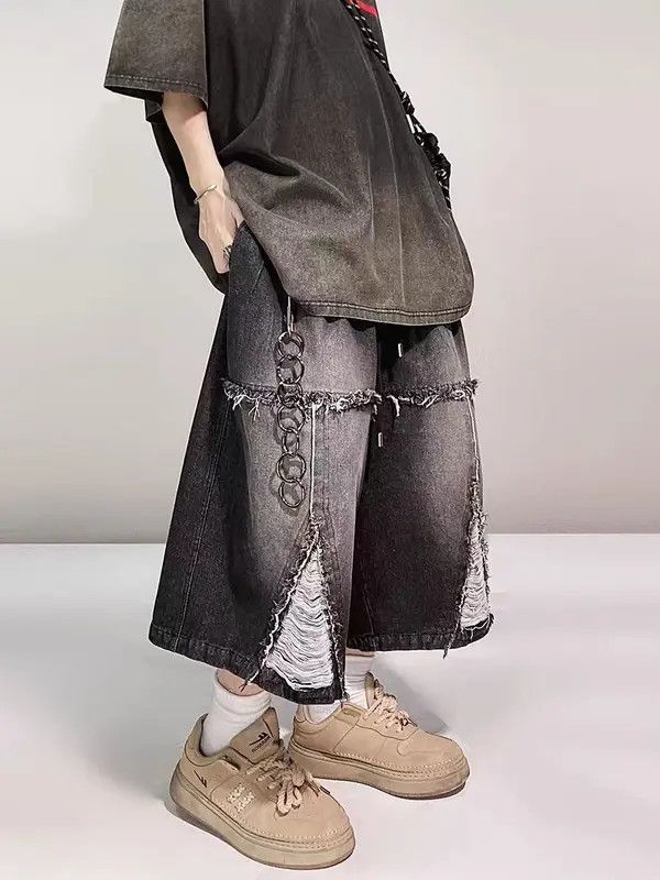VIBE Vintage High Street Hip Hop Loose Fit Denim Shorts Size US 32 / EU 48 - 6 Thumbnail