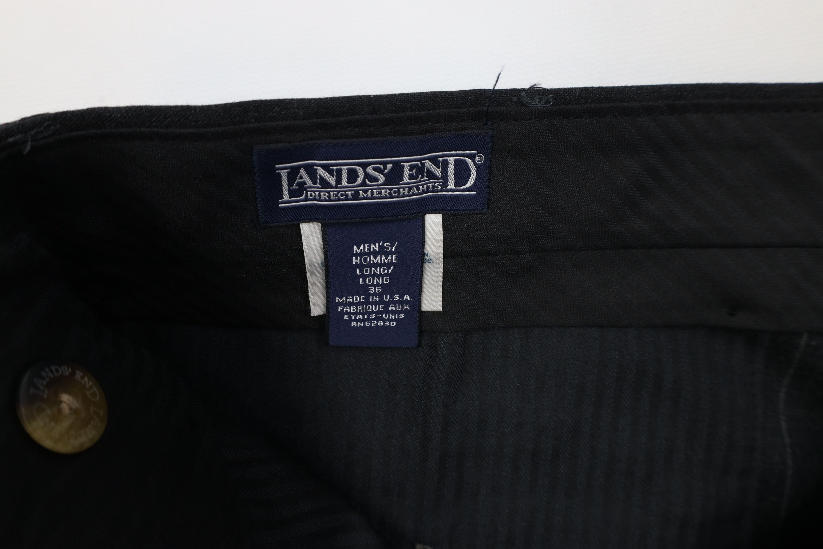 Lands' End × Vintage Vintage 90s Lands End Pinstriped Wide Leg Chino Pants USA Size US 36 / EU 52 - 7 Thumbnail