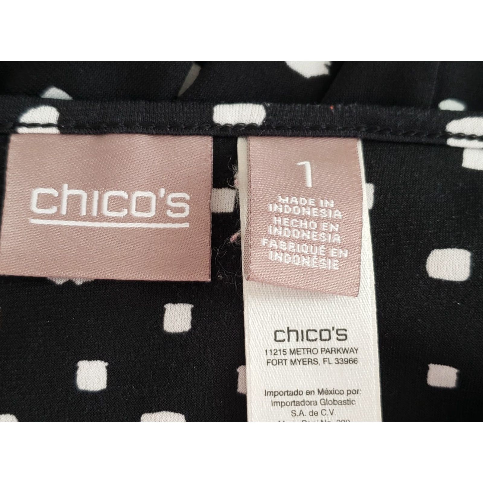 Vintage VINTAGE Chico’s Shift Dress Black White Print Key Hole Neck 3/4 Sleeve Knee Length Stretch Women's Size 1 Size XS / US 0-2 / IT 36-38 - 3 Thumbnail