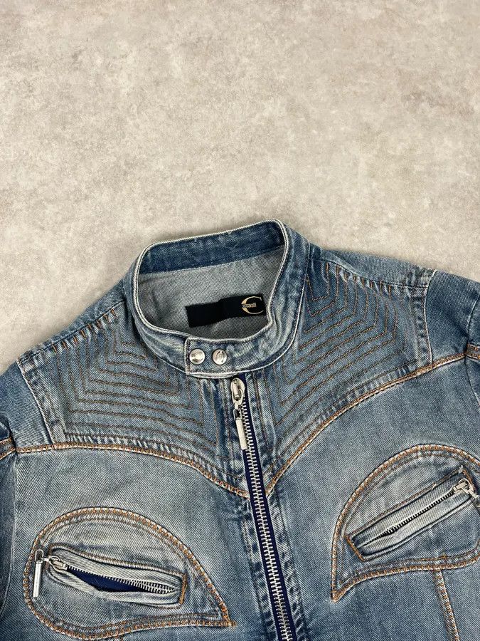 Just Cavalli SS2005 Cavalli Blue Contemporary Multi-Pocket Denim Jacket Size US M / EU 48-50 / 2 - 5 Thumbnail