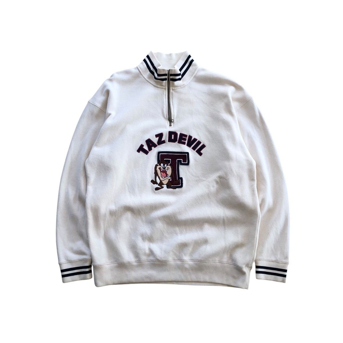 Cartoon Network × Vintage × Warner Bros Warner Bros TAZ DEVIL Embroidery Logo Half Zipper Sweatshirt Size US XL / EU 56 / 4 - 1 Thumbnail