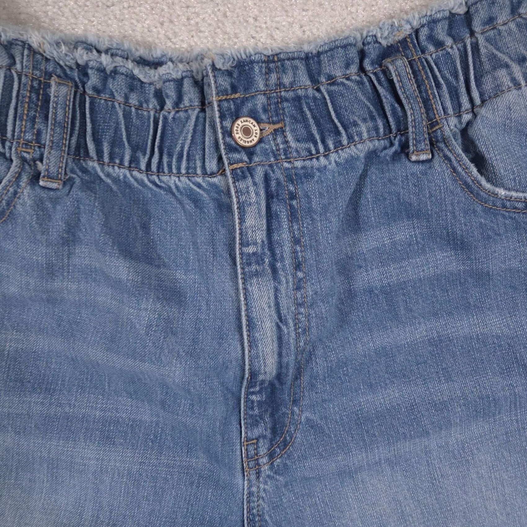 Vintage KanCan Jeans Womens 15/31 Blue Medium Wash High Rise Paperbag Distressed Jeans Size 36" / US 14 / IT 50 - 4 Thumbnail