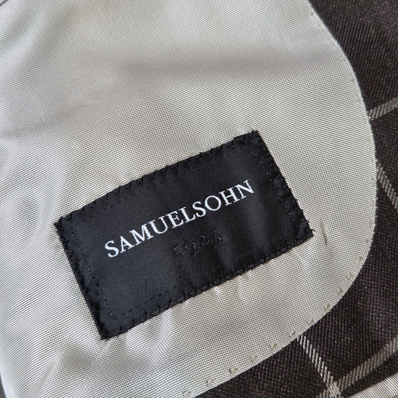 Samuelsohn Samuelsohn Earl Silk Camel Hair Windowpane Blazer 44L Size 44L - 6 Thumbnail