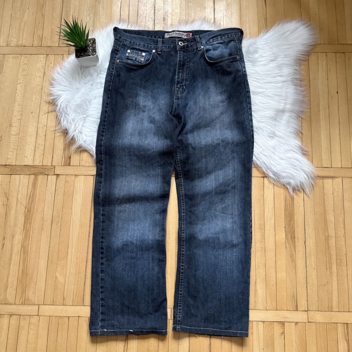 Diesel 📌 Vintage DIESEL Y2K Straight Relaxed Crazy Denim Jeans Size US 34 / EU 50 - 7 Thumbnail