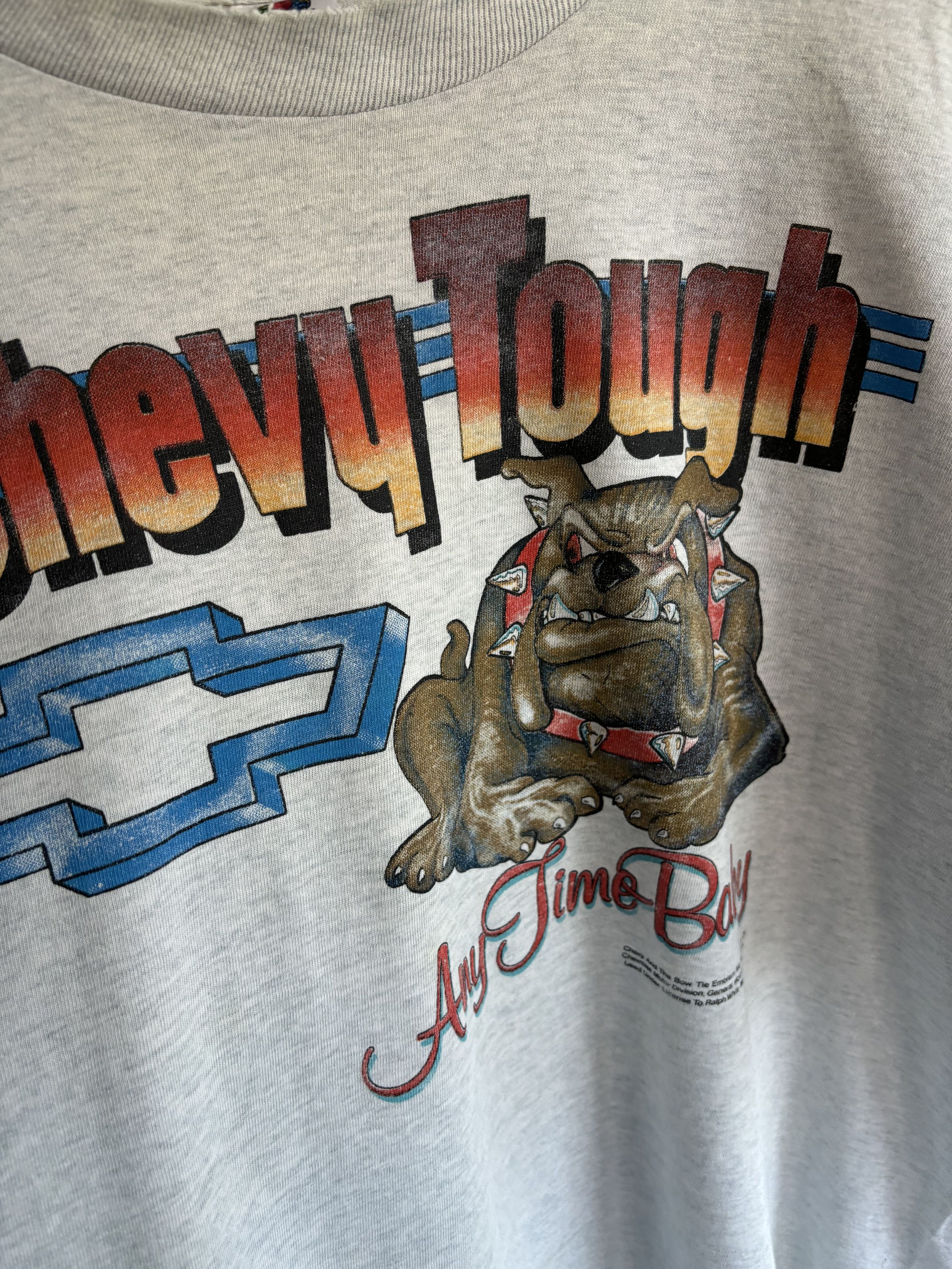 Chevrolet × Fruit Of The Loom × Vintage Vintage 1990 Chevy Tough Bulldog Tee Size US L / EU 52-54 / 3 - 6 Thumbnail