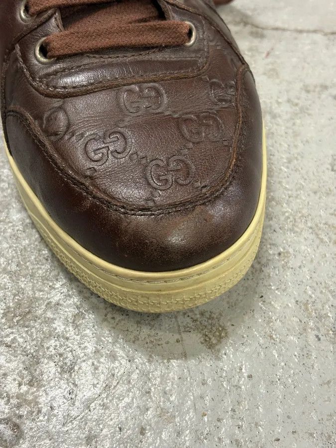 Gucci 2000s Gucci Brown Monogram Italian Leather High Sneakers Size US 7.5 / EU 40-41 - 9 Thumbnail