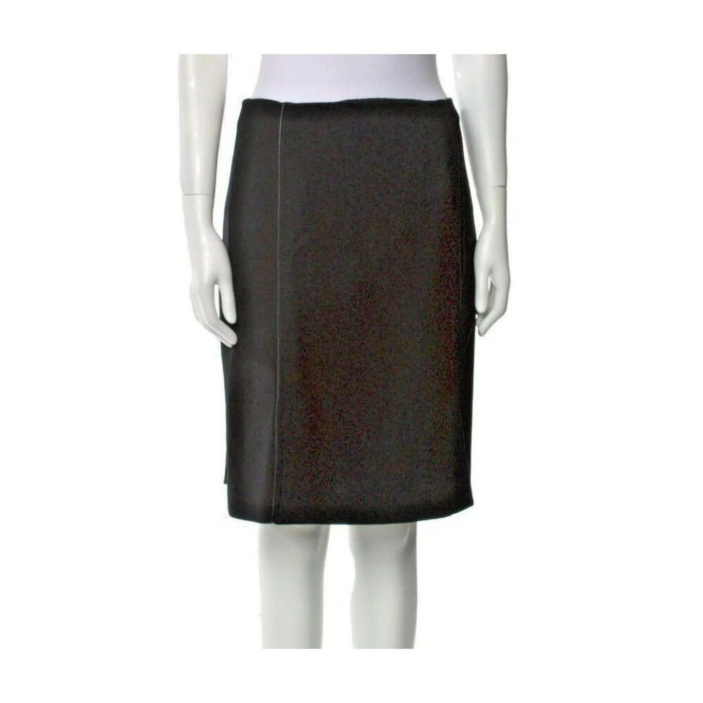 Prada Prada Black Wool Skirt US 6 IT 42 – Leather Trim, Vintage 2 Size 28" / US 6 / IT 42 - 2 Thumbnail