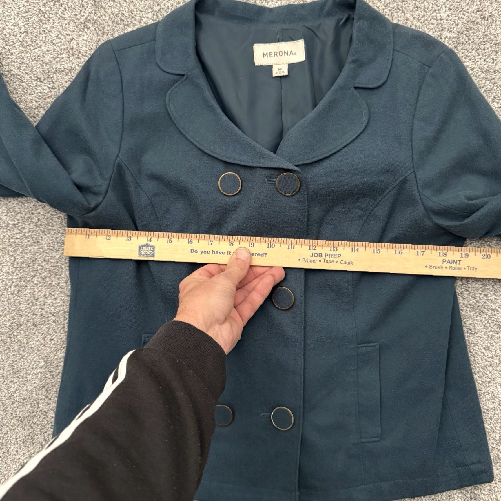 Merona Merona Jacket Womens M Double Breasted Office Preppy Minimalist Chic Teal Blue Pattern Solid Casual Workwear Pea Coat Size M / US 6-8 / IT 42-44 - 6 Thumbnail