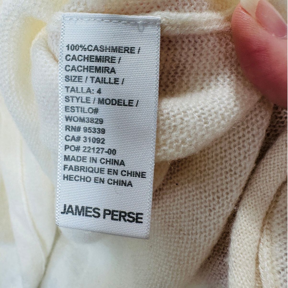 James Perse James Perse Cream Long Sleeve V Neck Cashmere Sweater 4 / XL Size XL / US 12-14 / IT 48-50 - 7 Thumbnail