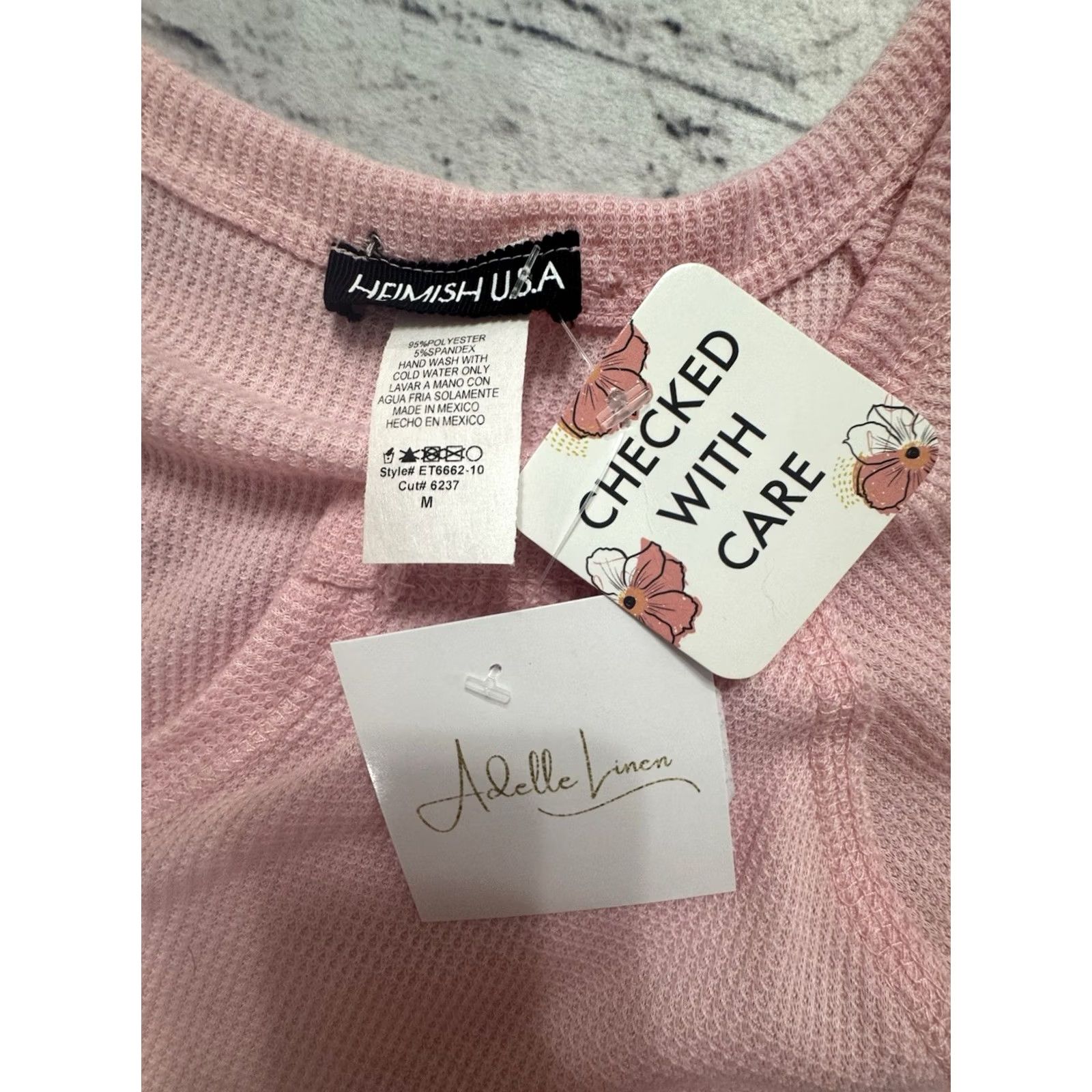 Vintage Hemish USA Womens T Shirt Pink V Neck M Flutter Sleeve Floral Pattern Knit Pullover Casual Shirt Size M / US 6-8 / IT 42-44 - 4 Thumbnail