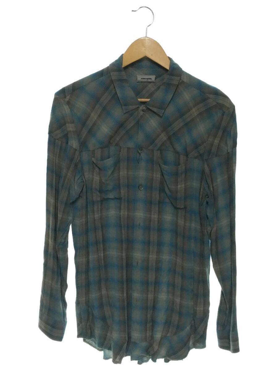 image of Undercover Ss12 Open Strings Checkered Shirt in Blue, Men's (Size Small)