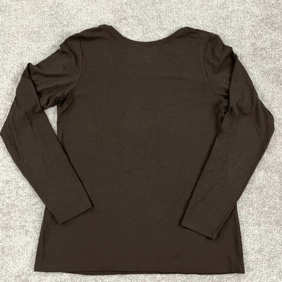Eileen Fisher VINTAGE EILEEN FISHER Shirt Womens Medium Brown Viscose Spandex Stretch Long Sleeve Adult M Brown Solid 90s Designer Womens Size M / US 6-8 / IT 42-44 - 7 Thumbnail