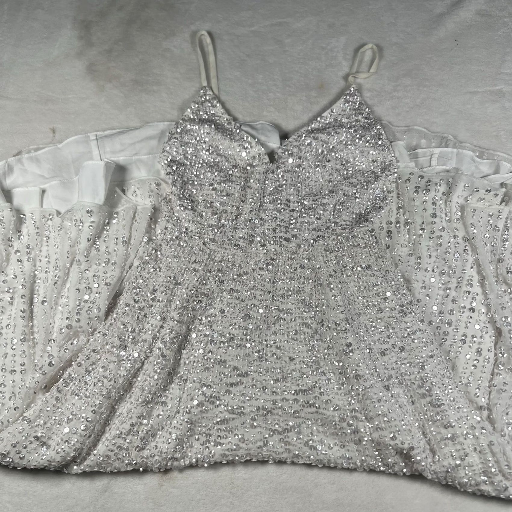 Vintage VINTAGE ASOS EDITION Eva Embellished Cami Midi Wedding Dress in Ivory Size 2 Bridal Size ONE SIZE - 2 Thumbnail