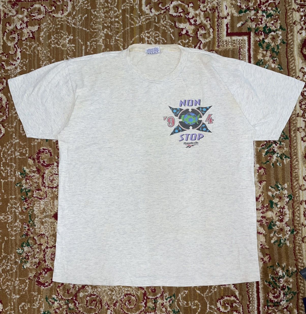 Reebok Vintage soccer Non stop 1994 Spell-out backhit Size US XL / EU 56 / 4 - 1 Thumbnail