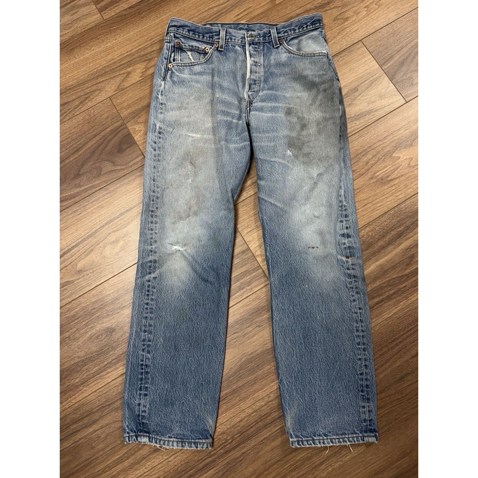 Levi's Vintage 90s Levis 501xx Jeans Made In USA Mens 35x34 (32x30) Size US 35 - 1 Thumbnail