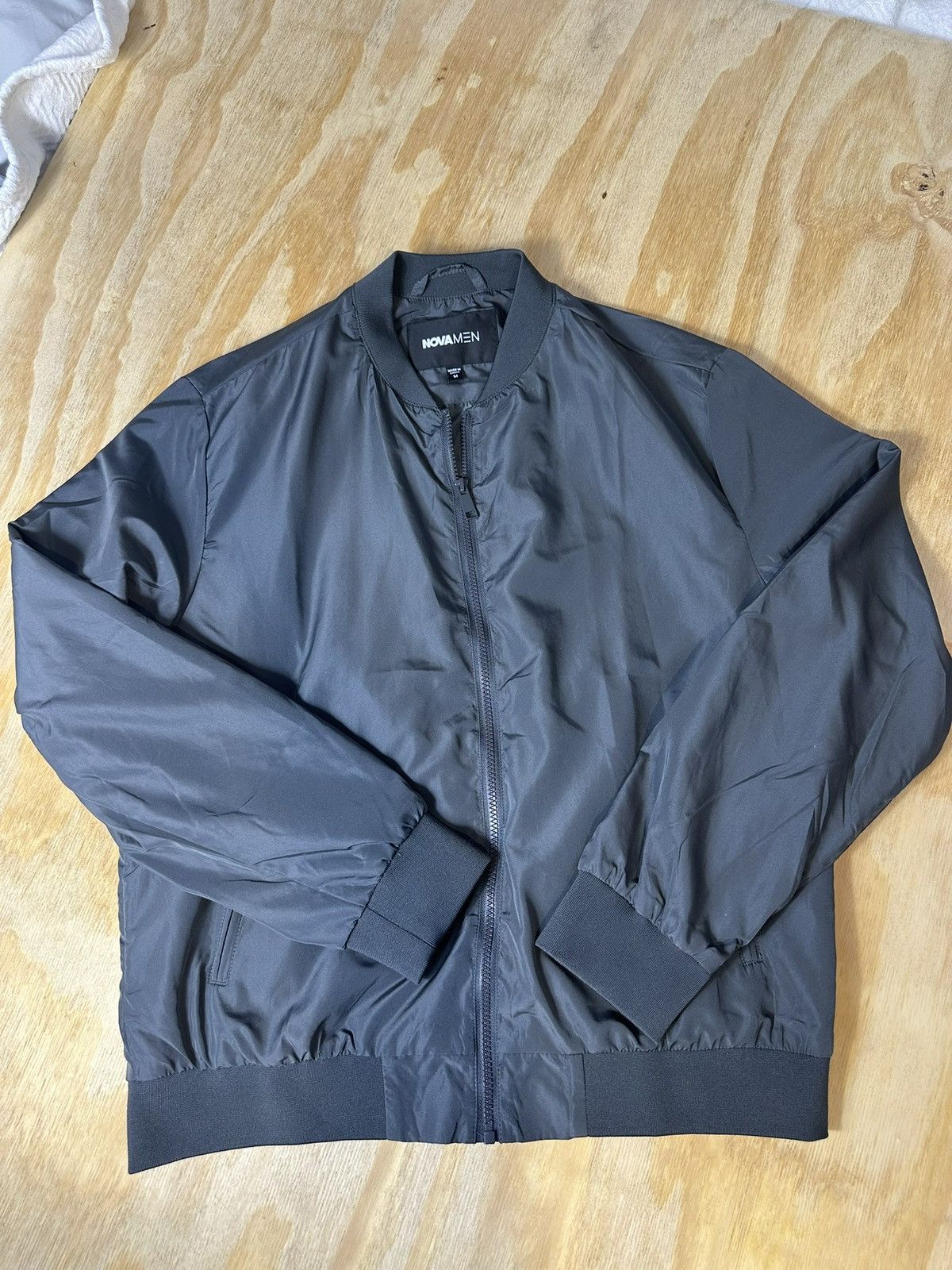 Fashion Nova × Vintage Dark Grey Bomber Jacket Lightweight ZipUp Streetwear Nylon Size US L / EU 52-54 / 3 - 3 Thumbnail