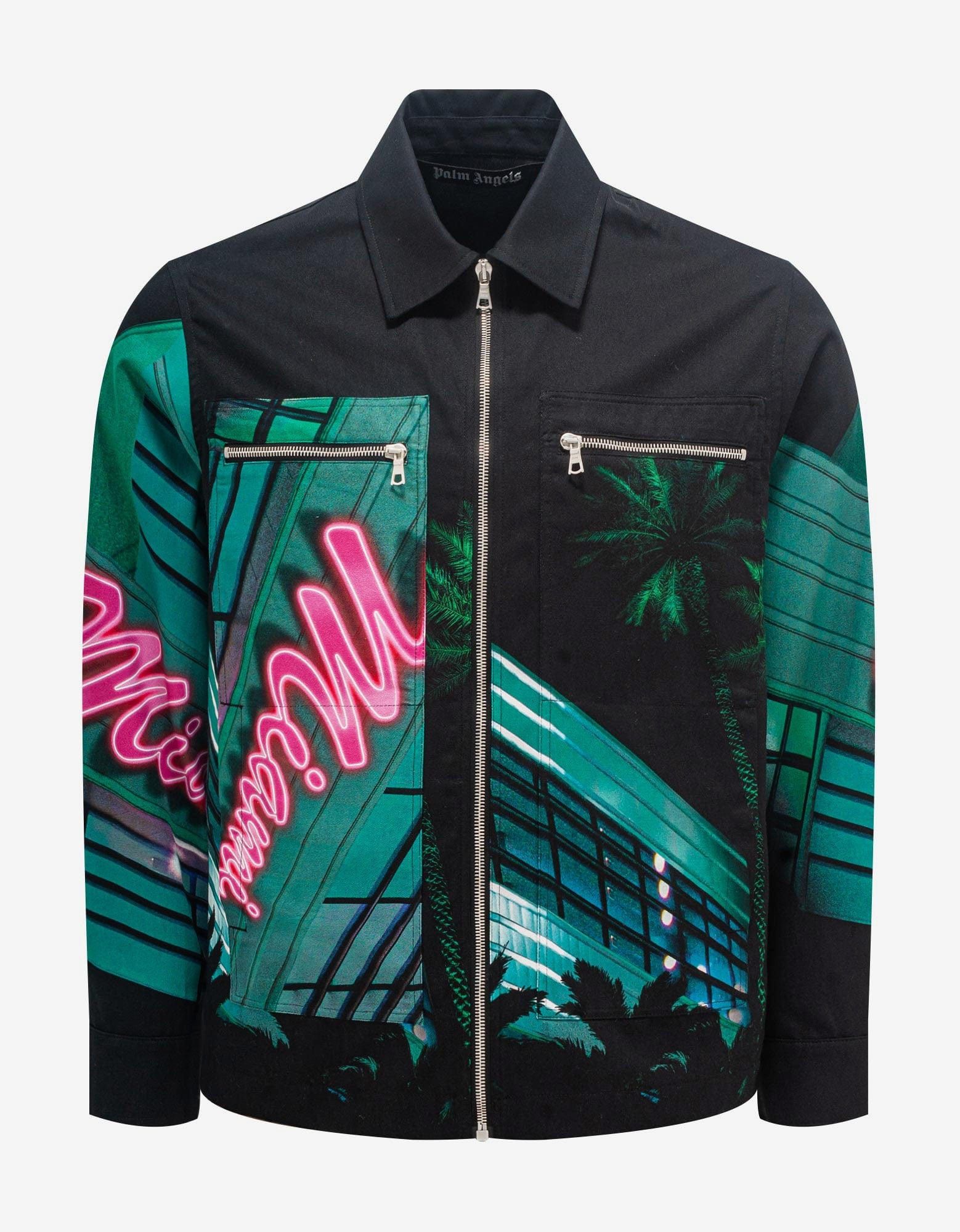 Black Miami Print Workwear Shirt SIZE 42